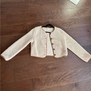 Boucle Cream Button-Up Sweater